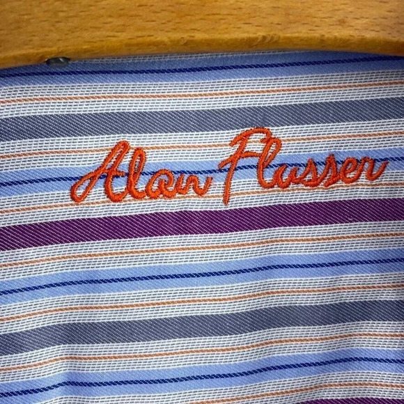 Alan Flusser Shirt Long Sleeve Button Down Mens XL striped 0200 - Picture 2 of 7